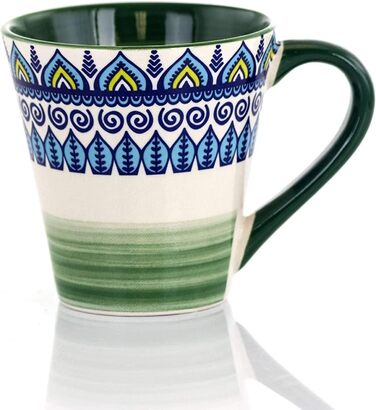 Сервіз Elama Tafelservice з кераміки, керамічний, з малюнком Мандала, багатокольоровий, круглий, зелений, 16 предметів, блакитний