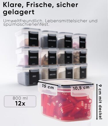 Набір контейнерів для зберігання Deco haus® 24 шт. з кришкою, герметичні - для кухні, паста, мюслі, борошно