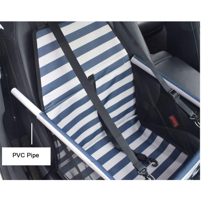 Автомобільний чохол на сидіння для собак та котів, дихаючий, водонепроникний, з безпечною шлейкою, блакитний у смужку