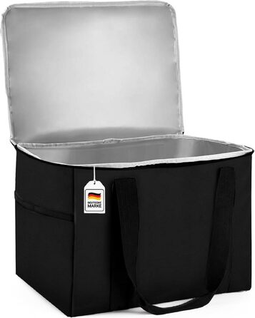 Складна термосумка Marple Tex Premium 37 л, до 20 кг, велика ізоляційна сумка для покупок з посиленим дном, багаторазова сумка для продуктів, доставка, багажник (40x30x30 см)