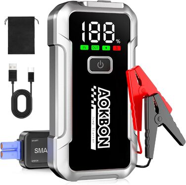 Powerbank для автомобіля Starthilfe 7000A 12V: Зарядний пристрій для авто з LED-ліхтариком, підходить для бензинових та дизельних двигунів до 10.0 л