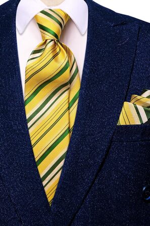 Чоловіча краватка Hi-Tie чорно-рожева з візерунком пає, смугаста, в горошок, краватка-метелик, нагрудна хустинка, кравецькі затискачі, для весілля, вечірки, офіційного стилю (жовто-зелений)