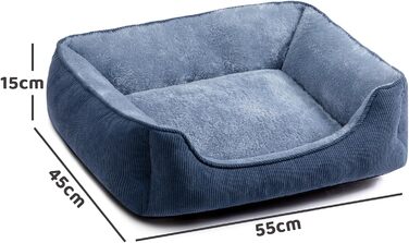 Ліжко для котів та собак Hollypet, м'яке, дихаюче, 55x45x15 см, блакитно-сіре