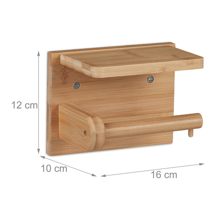 Relaxdays Bamboo Toilet Paper Holder with Storage Shelf