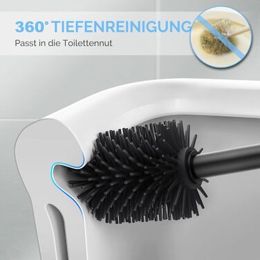 Набір для чищення унітазу HAMITOR з силіконової щітки, підставка та очищувач для краю унітазу. Набір для ванної кімнати, 1 шт., чорний