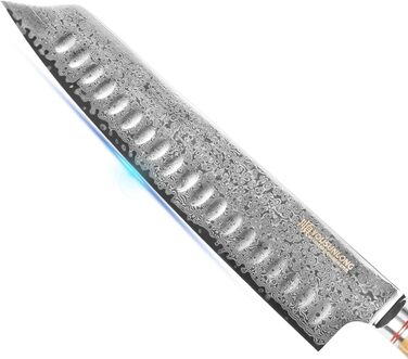 Японський ніж YOUSUNLONG Pro Gyuto 255мм з дамаської сталі - професійний кухонний ніж з дерев'яною ручкою та шкіряною піхвою