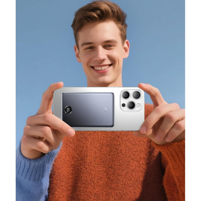 iWALK Powerbank MagSafe 5000mAh з LED-дисплеєм (Сірий) - Бездротова зарядка для iPhone 17/16/15/14/13/12