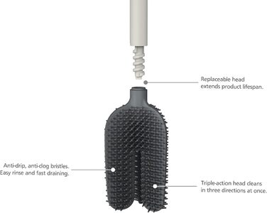 Набір для чищення унітазу Joseph Joseph Hygienic Silikon з тримачем, сірий/білий, Flex 360