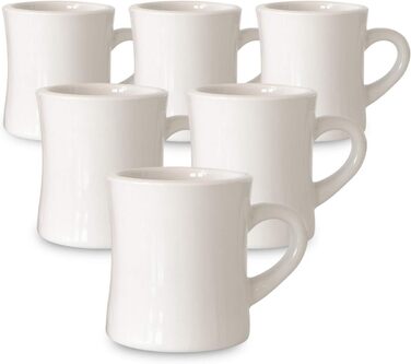 Serami Original Coffee Cup Set, 325 ml, Cream, Ideal for Kitchen, Travel, and Hot Tea, Retro Waffle House Mug with Handle, Durable Coffee Cups (Set of 6)