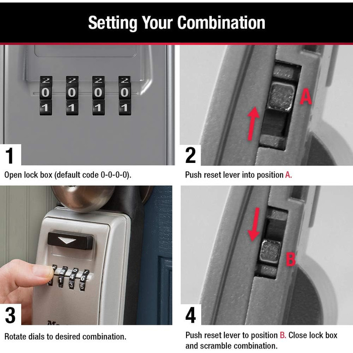 Master Lock 5415D Heavy Duty Key Lock Box - Zinc Wall Mount, Durable Adjustable Shackle