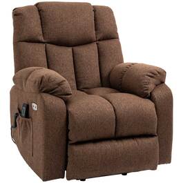 HOMCOM Electric TV Recliner with Lift Assist, Recliner with Remote Control, Power Cord, 58W, Brown, Steel, Polyester, 92 x 95 x 107 cm | Aosom