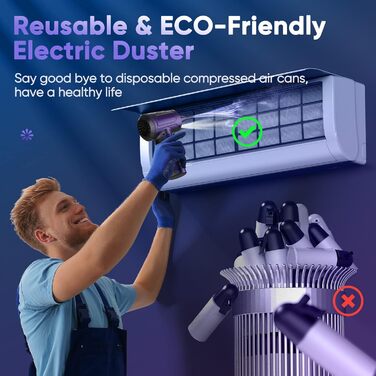 Електричний пилосос для клавіатури Staubgebläse, 3 швидкості, 91000 об/хв, акумулятор 7600mAh, USB зарядка, щітка для чищення, для ПК, ноутбука, авто, дивану, офісної техніки