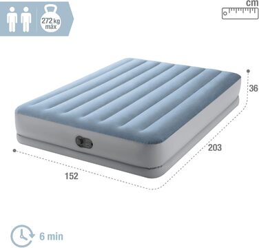 Надувний матрац Intex Queen Dura-Beam Comfort з USB-насосом 152x203x36 см (64159)