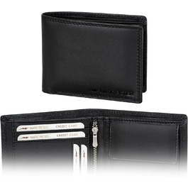 Marc Peter® Genuine Leather Wallet Hanover | Wallet for Men with RFID Protection | Large 10 Compartment Card Holder | Black Nappa Wallet