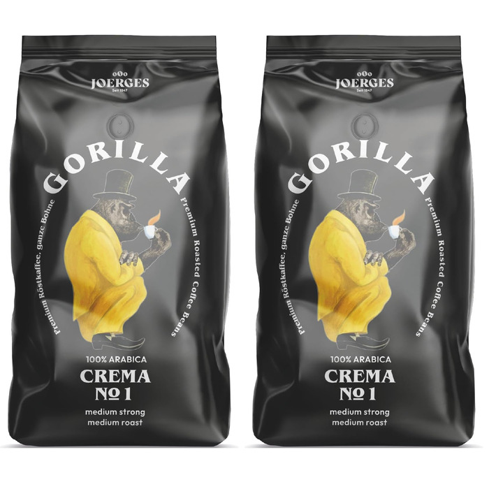 Кава в зернах Espresso Gorilla Crema No.1, темне обсмаження (dark roast), 1 кг (набір 2 шт)