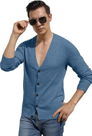 Чоловічий кардиган Hisir з V-подібним вирізом, легкий, елегантний, зимовий, класичний, з ґудзиками, синій, розмір L