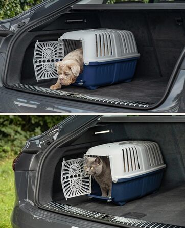 Транспортний бокс для собак Lionto, 55x36x36 см, синій, для собак та котів до 15 кг