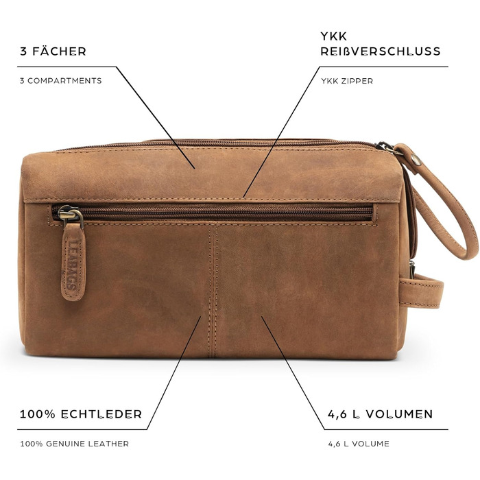 LEABAGS Преміум дорожній косметичний набір для жінок та чоловіків | Культова сумка | Великий валіза для косметики | Palm Bay Fox