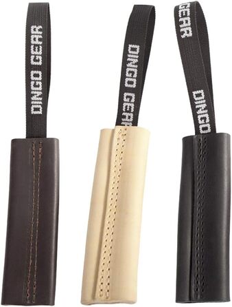 М'яч для собак Dingo Gear Soft Ball з ручкою зі справжньої шкіри для тренування укусу, для цуценят і собак, 8 см, 2 шт (S10006, двотрубний, латте)