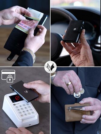 Крутий чохол-картхолдер BORZ Prime для AirTag з відділенням для монет, цифровою візитною карткою, захистом RFID, карбоном та червоною строчкою. Slim, шкіряний, з червоною строчкою.