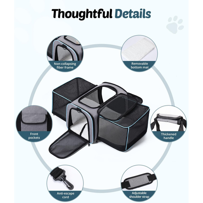 Розширювана переносна сумка для котів/собак, складана переноска для котів/собак, 47x29x29 см, переноска для котів, переноска для тварин - до 5,5 кг