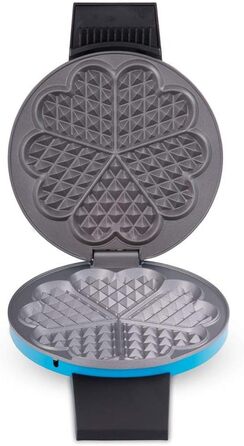 Вафельниця Cloer 1629 для класичних вафельних сердечок, 930 Вт, розмір вафелі 15,5 см, регульований ступінь прожарювання, метал, блакитна, для 1 порції