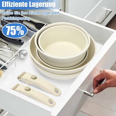 GFTIME 17-Piece Cookware Set with Non-Stick Ceramic Coating - Induction Compatible Pots and Pans Set, Stackable & Dishwasher Safe, 20/26cm Glass Lids, PFOA/PTFE/PFAS-Free