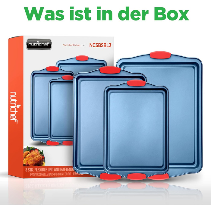 Набір форм для випічки Nutrichef 10 шт. з антипригарним покриттям – для випікання солодкого (печиво) та солодкого (піца). Набір форм з вуглецевої сталі, без PFOA та PTFE, з силіконовими ручками (круглі/квадратні сковорідки)