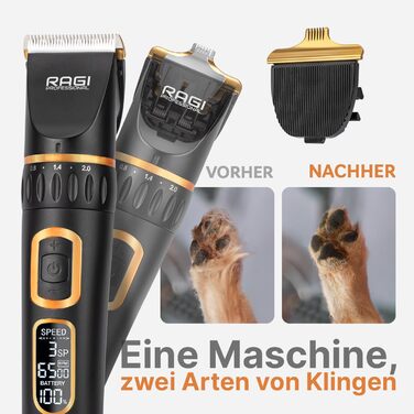Машинка для стрижки собак RAGI - бездротова, тиха, акумуляторна для собак та котів, чорна