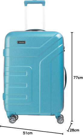 Жорсткий валізний чемодан Travelite VECTOR 55 см, 40 л, 4 колеса, TSA замок, стильний дизайн, для ручної поклажі, IATA, червоний/бірюзовий