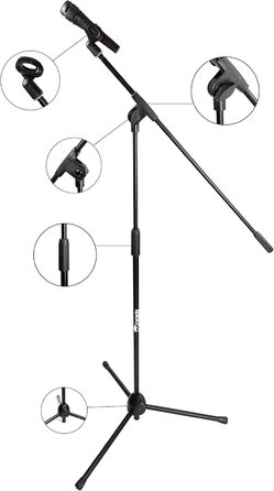 Стійка для мікрофона RockJam MS050 з шарнірною консоллю – міцна сталева конструкція