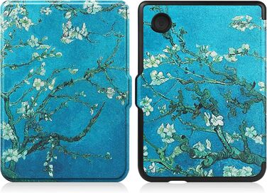 Чохол-книжка HGWALP для Tolino Shine 5/Shine Color/Shine 4 та Kobo Clara Colour/Clara BW/Clara 2E eReaders, преміум-якість, функція авто-сон/пробудження, квітковий дизайн (персиковий)