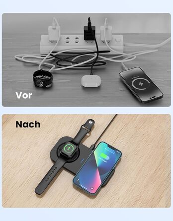 Бездротовий зарядний пристрій JoyGeek 2-в-1 для iPhone, Apple Watch та AirPods (Чорний)