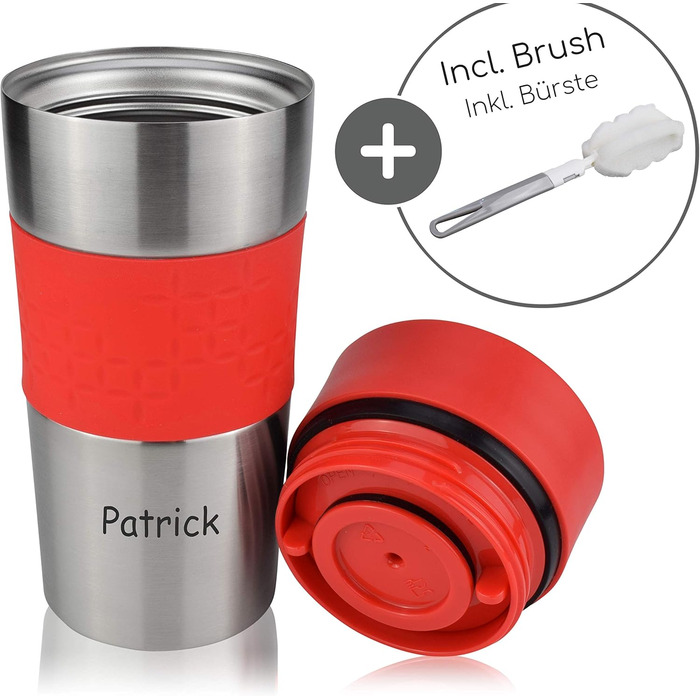 Термокружка Milu 450 мл з нержавіючої сталі, ізольована, для кави з собою, без витоку, автокружка з подвійними стінками, червона