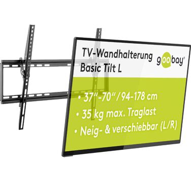 Настінний кронштейн для телевізора goobay Basic TILT XL (43–100 дюймів), нахил 10°, ультратонкий 45 мм, VESA 800x400, до 75 кг, 49743