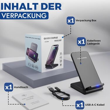 Бездротовий зарядний стан для iPhone, Samsung, Google Pixel (15W, Qi, чорний)