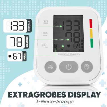 Тонометр ProfiCare® PC BMG 3121 для вимірювання артеріального тиску та пульсу | Виявлення аритмії | Тонометр на плечі з оцінкою ВООЗ | Білий *Модель 2024*