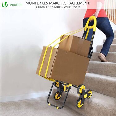 VOUNOT Shopping Cart with Stairs Climber, Cooler Compartment & Folding Seat - 3-Wheel Folding Grocery Cart (40L)