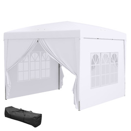 HOMCOM 3x3m Gazebo with 4 Side Walls & Windows, UV Protection, Includes Carry Bag, Steel & Oxford Fabric, White