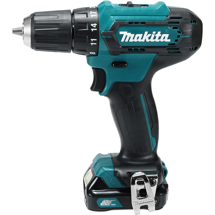Акумуляторний дриль-шурупокрут Makita DF333DSAE 12V, 2.0Ah, 2 акумулятори + зарядний пристрій у транспортному кейсі, чорний/синій