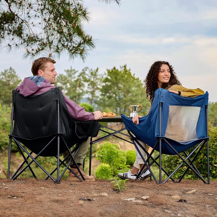 Крісло для кемпінгу складне, XXL, чорне, 150 кг, з підлокітниками, м'яке, для відпочинку на природі