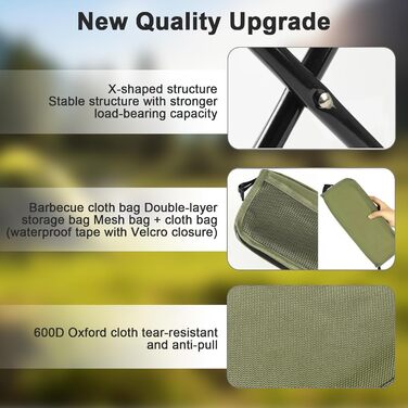 Складаний стільчик для кемпінгу, риболовлі, подорожей та саду (зелений, великий)