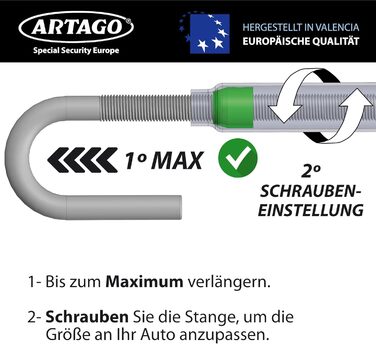 Блокіратор керма ARTAGO 871A/B EASY HOOK, універсальний, протиугінний, для керма та педалі авто, чорний/жовтий