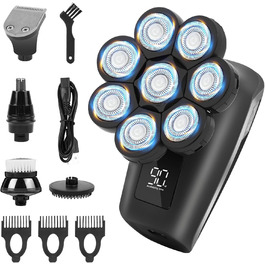 Електричний голчастий бритва OFFCUP для чоловіків, водонепроникний IPX6, з 9D головкою, LED дисплеєм та тримером для носа (5 в 1)