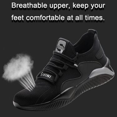 Робочі черевики / захисні черевики для чоловіків та жінок. Легкі, з металевим підноском, дихаючі, неслизькі, спортивного стилю, чорного та сірого кольорів, розміри 36-46 EU.