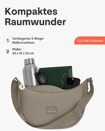 Сумка через плече Johnny Urban Ally Medium Desert Grey (3.3 л) - Унісекс, Місячна форма, Водовідштовхувальна