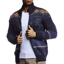 Чоловіча зимова куртка Leif Nelon з коміром-стійкою, стилю норвежка, тепла, для повсякденного носіння, синього кольору (XXL)