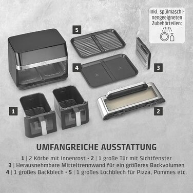 Фритюрниця без олії CASO AirFry 6.0, 14 л, 8 програм, LED-дисплей, тиха (38 дБ), нержавіюча сталь, чорна