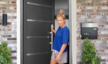 Поштовий ящик антрацит з нержавіючої сталі, з вікном та табличкою для імені, відділення для газет, замок з 2 ключами, настінний поштовий ящик RAL 7016, великий розмір