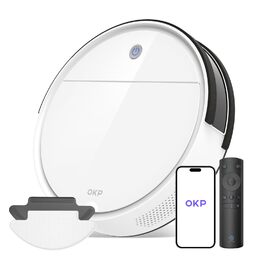Робот-пилосос OKP з функцією миття, 2100Pa, K5B, для видалення шерсті тварин, з базою для зарядки, сумісний з Alexa та керуванням через додаток/пульт